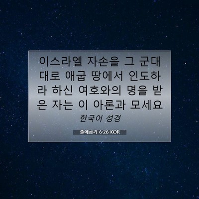 Picture 07 - 출애굽기 6:26 KOR - 이스라엘 자손을 그 군대대로 애굽 - Bible Verse Picture