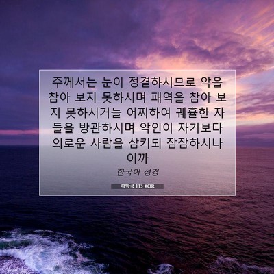 Picture 07 - 하박국 1:13 KOR - 주께서는 눈이 정결하시므로 악을 - Bible Verse Picture