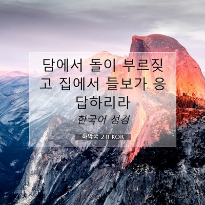 Picture 07 - 하박국 2:11 KOR - 담에서 돌이 부르짖고 집에서 들보가 - Bible Verse Picture