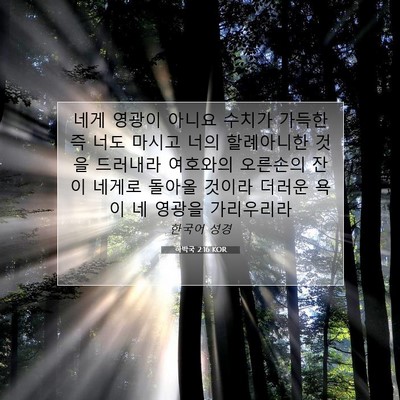 Picture 07 - 하박국 2:16 KOR - 네게 영광이 아니요 수치가 가득한즉 - Bible Verse Picture