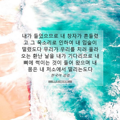 Picture 07 - 하박국 3:16 KOR - 내가 들었으므로 내 창자가 흔들렸고 - Bible Verse Picture