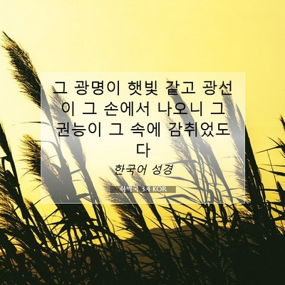 Picture 07 - 하박국 3:4 KOR - 그 광명이 햇빛 같고 광선이 그 - Bible Verse Picture