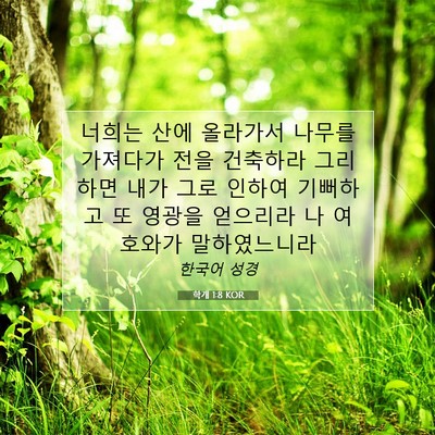 Picture 07 - 학개 1:8 KOR - 너희는 산에 올라가서 나무를 - Bible Verse Picture