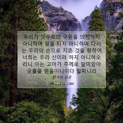 Picture 07 - 호세아 14:3 KOR - 우리가 앗수르의 구원을 의지하지 - Bible Verse Picture
