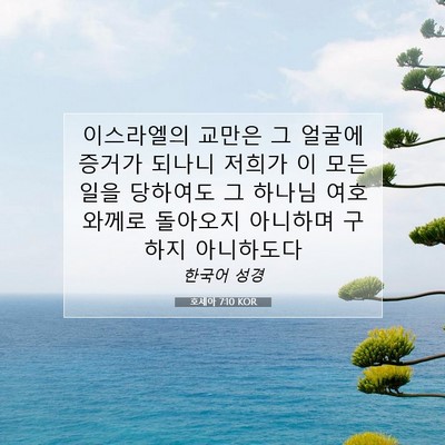 Picture 07 - 호세아 7:10 KOR - 이스라엘의 교만은 그 얼굴에 증거가 - Bible Verse Picture