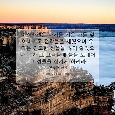 Picture 07 - 호세아 8:14 KOR - 이스라엘은 자기를 지은 자를 - Bible Verse Picture