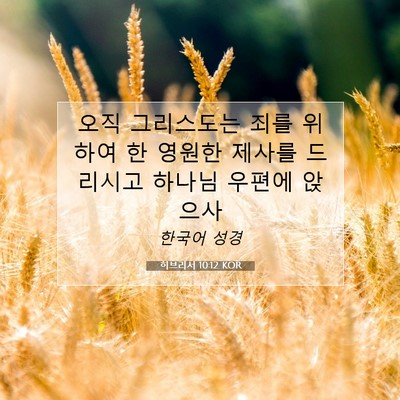 Picture 07 - 히브리서 10:12 KOR - 오직 그리스도는 죄를 위하여 한 - Bible Verse Picture