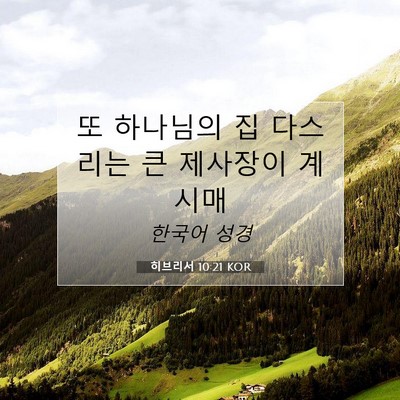 Picture 07 - 히브리서 10:21 KOR - 또 하나님의 집 다스리는 큰 - Bible Verse Picture