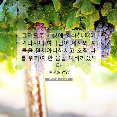 Picture 07 - 히브리서 10:5 KOR - 그러므로 세상에 임하실 때에 - Bible Verse Picture