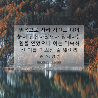 Picture 07 - 히브리서 11:11 KOR - 믿음으로 사라 자신도 나이 늙어 - Bible Verse Picture