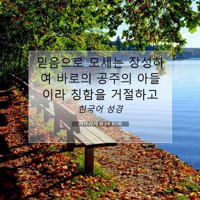 Picture 07 - 히브리서 11:24 KOR - 믿음으로 모세는 장성하여 바로의 - Bible Verse Picture