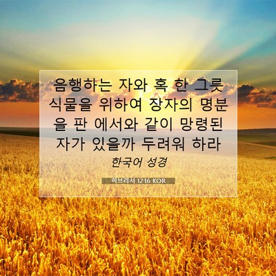 Picture 07 - 히브리서 12:16 KOR - 음행하는 자와 혹 한 그릇 식물을 - Bible Verse Picture