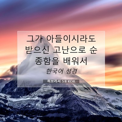Picture 07 - 히브리서 5:8 KOR - 그가 아들이시라도 받으신 고난으로 - Bible Verse Picture