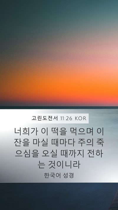 고린도전서 11:26 KOR Mobile Phone Wallpaper - 너희가 이 떡을 먹으며 이 잔을 마실 - Mobile Bible Verse Wallpaper
