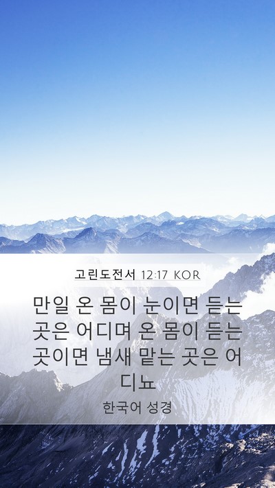 고린도전서 12:17 KOR Mobile Phone Wallpaper - 만일 온 몸이 눈이면 듣는 곳은 - Mobile Bible Verse Wallpaper