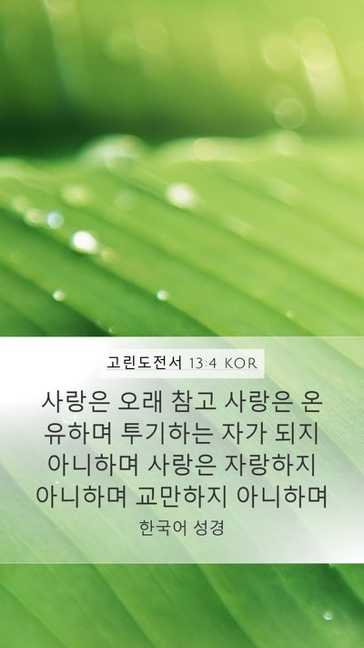 고린도전서 13:4 KOR Bible Verse Image