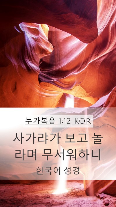 누가복음 1:12 KOR Mobile Phone Wallpaper - 사가랴가 보고 놀라며 - Mobile Bible Verse Wallpaper