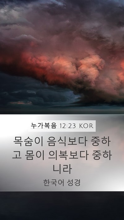 누가복음 12:23 KOR Mobile Phone Wallpaper - 목숨이 음식보다 중하고 몸이 - Mobile Bible Verse Wallpaper
