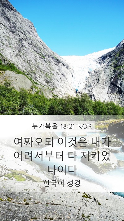 누가복음 18:21 KOR Mobile Phone Wallpaper - 여짜오되 이것은 내가 어려서부터 다 - Mobile Bible Verse Wallpaper