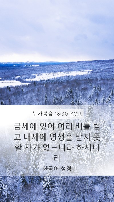 누가복음 18:30 KOR Mobile Phone Wallpaper - 금세에 있어 여러 배를 받고 내세에 - Mobile Bible Verse Wallpaper