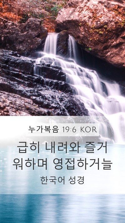 누가복음 19:6 KOR Mobile Phone Wallpaper - 급히 내려와 즐거워하며 - Mobile Bible Verse Wallpaper