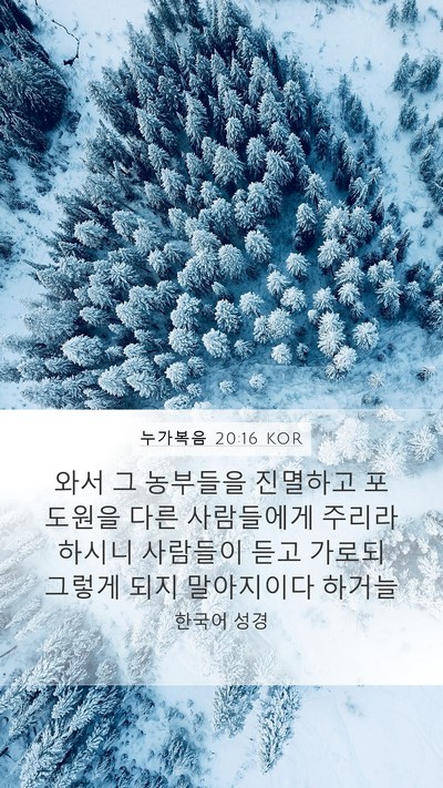 누가복음 20:16 KOR Mobile Phone Wallpaper - 와서 그 농부들을 진멸하고 포도원을 - Mobile Bible Verse Wallpaper