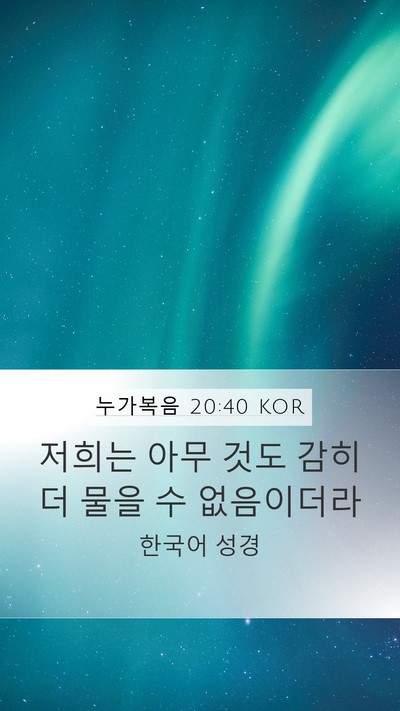 누가복음 20:40 KOR Mobile Phone Wallpaper - 저희는 아무 것도 감히 더 물을 수 - Mobile Bible Verse Wallpaper