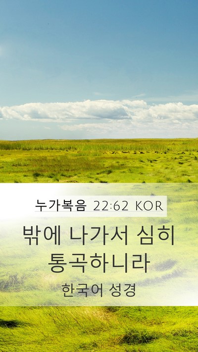 누가복음 22:62 KOR Mobile Phone Wallpaper - 밖에 나가서 심히 - Mobile Bible Verse Wallpaper