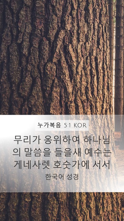 누가복음 5:1 KOR Mobile Phone Wallpaper - 무리가 옹위하여 하나님의 말씀을 - Mobile Bible Verse Wallpaper