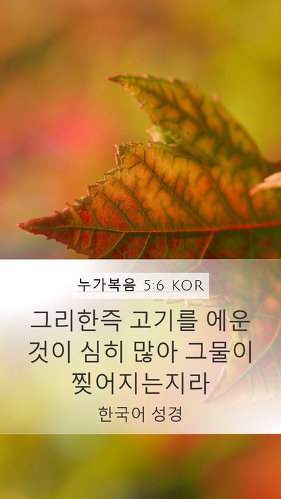 누가복음 5:6 KOR Mobile Phone Wallpaper - 그리한즉 고기를 에운 것이 심히 - Mobile Bible Verse Wallpaper