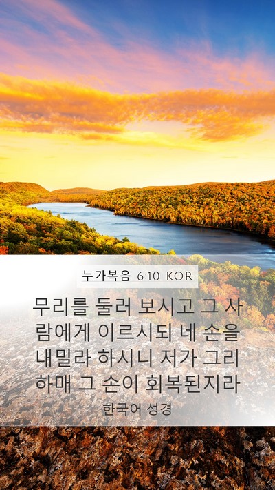 누가복음 6:10 KOR Mobile Phone Wallpaper - 무리를 둘러 보시고 그 사람에게 - Mobile Bible Verse Wallpaper