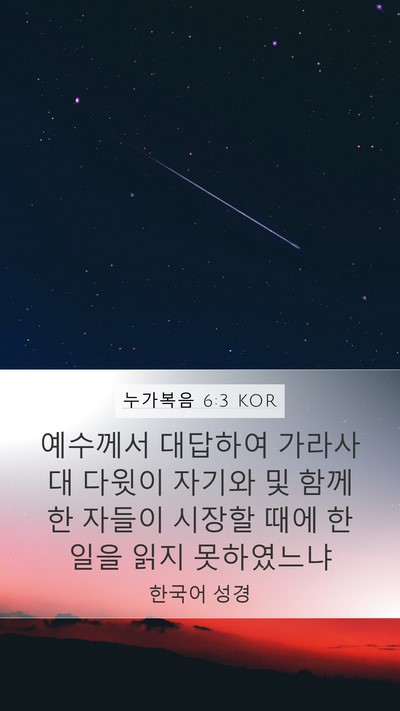 누가복음 6:3 KOR Mobile Phone Wallpaper - 예수께서 대답하여 가라사대 다윗이 - Mobile Bible Verse Wallpaper