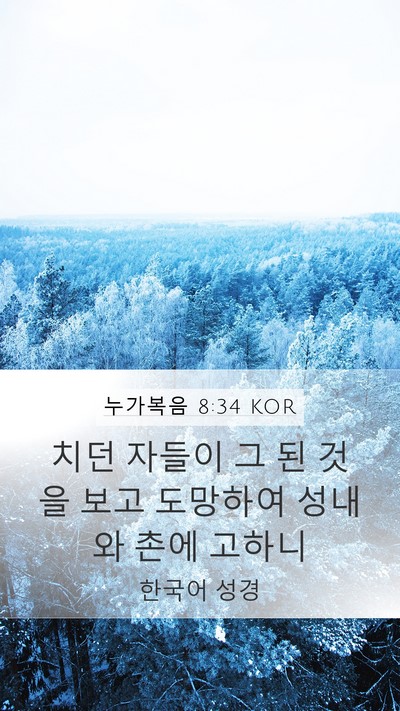누가복음 8:34 KOR Mobile Phone Wallpaper - 치던 자들이 그 된 것을 보고 - Mobile Bible Verse Wallpaper