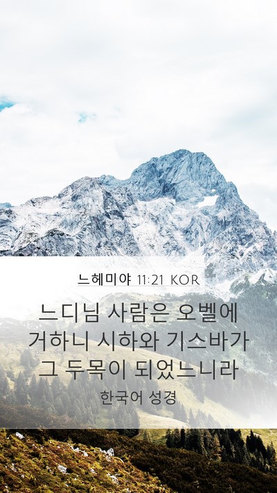 느헤미야 11:21 KOR Mobile Phone Wallpaper - 느디님 사람은 오벨에 거하니 시하와 - Mobile Bible Verse Wallpaper