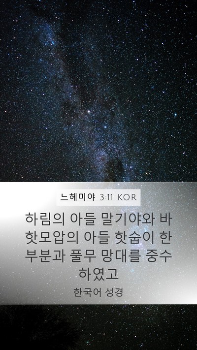 느헤미야 3:11 KOR Bible Verse Image
