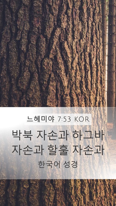 느헤미야 7:53 KOR Mobile Phone Wallpaper - 박북 자손과 하그바 자손과 할훌 - Mobile Bible Verse Wallpaper