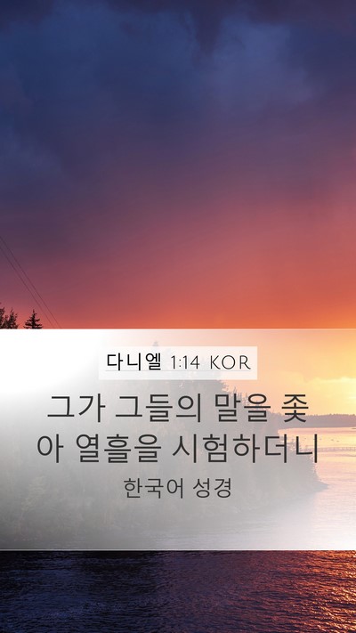 다니엘 1:14 KOR Mobile Phone Wallpaper - 그가 그들의 말을 좇아 열흘을 - Mobile Bible Verse Wallpaper