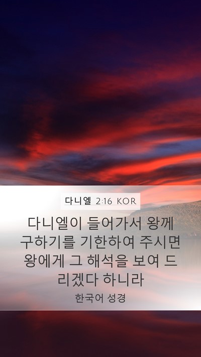 다니엘 2:16 KOR Mobile Phone Wallpaper - 다니엘이 들어가서 왕께 구하기를 - Mobile Bible Verse Wallpaper