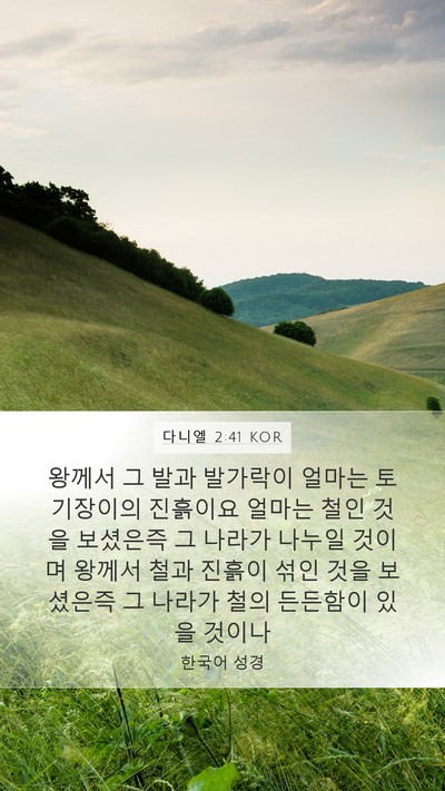 다니엘 2:41 KOR Mobile Phone Wallpaper - 왕께서 그 발과 발가락이 얼마는 - Mobile Bible Verse Wallpaper