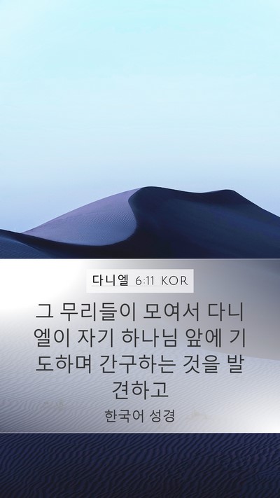 다니엘 6:11 KOR Mobile Phone Wallpaper - 그 무리들이 모여서 다니엘이 자기 - Mobile Bible Verse Wallpaper