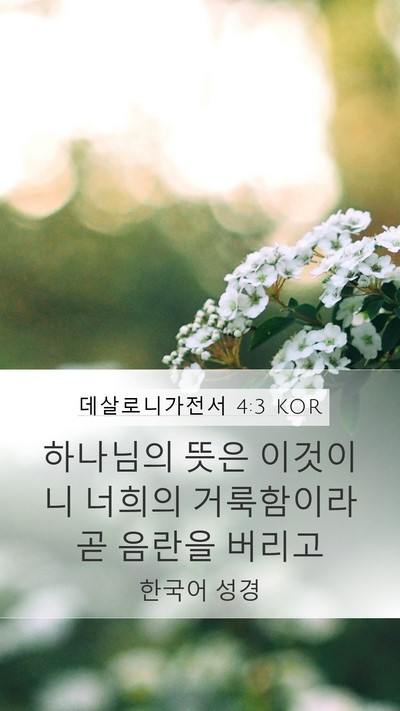 데살로니가전서 4:3 KOR Bible Verse Image