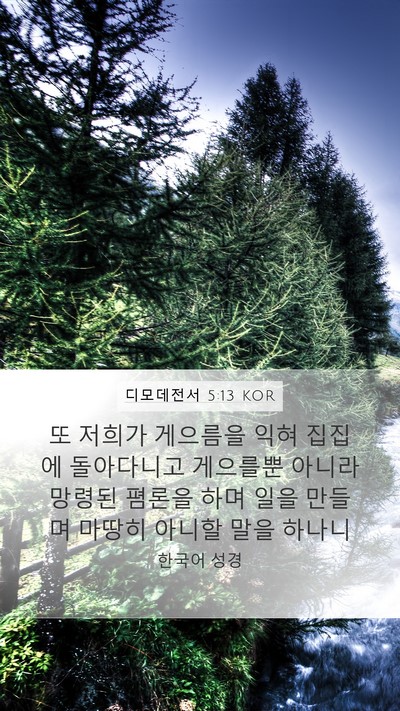 디모데전서 5:13 KOR Bible Verse Image