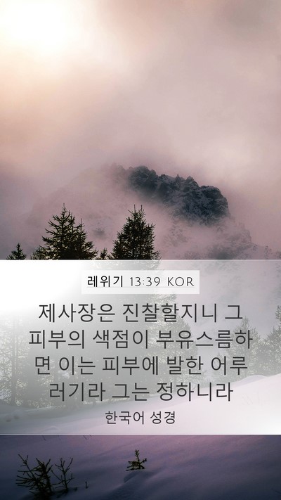 레위기 13:39 KOR Mobile Phone Wallpaper - 제사장은 진찰할지니 그 피부의 - Mobile Bible Verse Wallpaper