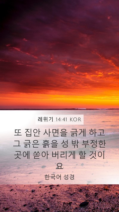 레위기 14:41 KOR Mobile Phone Wallpaper - 또 집안 사면을 긁게 하고 그 긁은 - Mobile Bible Verse Wallpaper