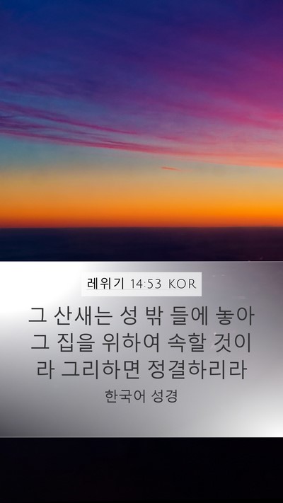 레위기 14:53 KOR Mobile Phone Wallpaper - 그 산새는 성 밖 들에 놓아 그 집을 - Mobile Bible Verse Wallpaper