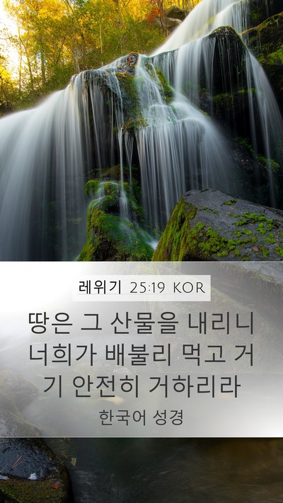 레위기 25:19 KOR Mobile Phone Wallpaper - 땅은 그 산물을 내리니 너희가 - Mobile Bible Verse Wallpaper