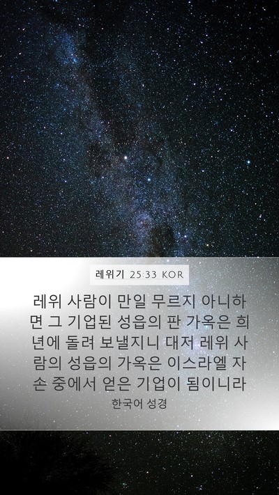 레위기 25:33 KOR Mobile Phone Wallpaper - 레위 사람이 만일 무르지 아니하면 - Mobile Bible Verse Wallpaper