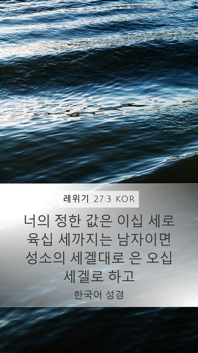 레위기 27:3 KOR Mobile Phone Wallpaper - 너의 정한 값은 이십 세로 육십 - Mobile Bible Verse Wallpaper