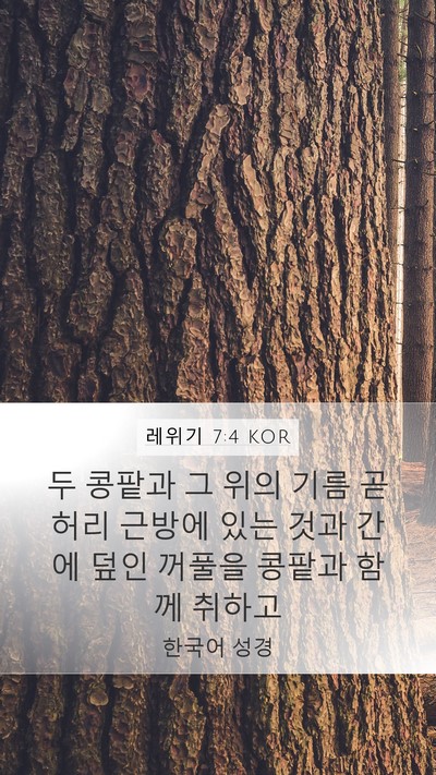 레위기 7:4 KOR Mobile Phone Wallpaper - 두 콩팥과 그 위의 기름 곧 허리 - Mobile Bible Verse Wallpaper