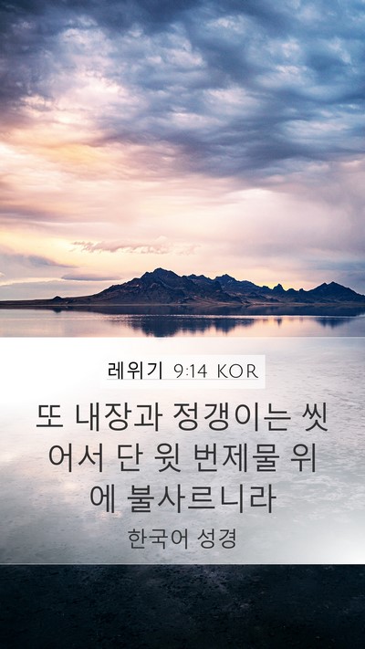 레위기 9:14 KOR Mobile Phone Wallpaper - 또 내장과 정갱이는 씻어서 단 윗 - Mobile Bible Verse Wallpaper